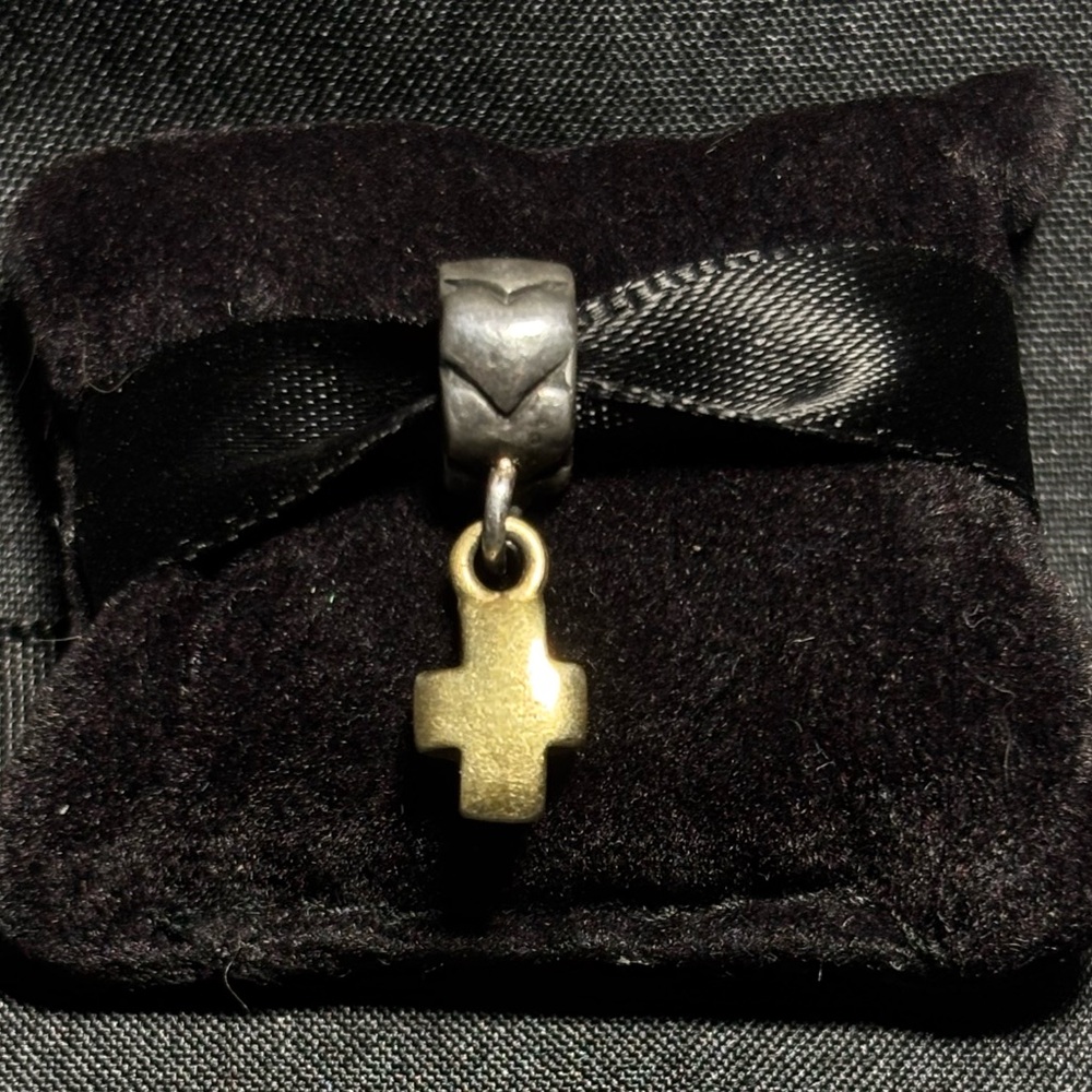 BACIO Gold and Silver Cross Charm Sterling silver.